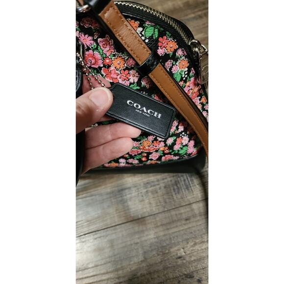 NWOT Coach Posey Cluster Floral Sierra Satchel Black/Pink # F57622 - Picture 9 of 12